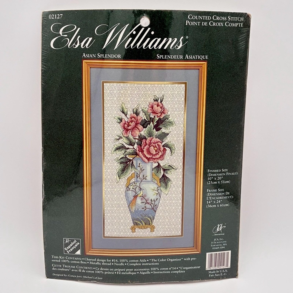 Elsa Williams Asian Splendor Cross Stitch Kit 02127 Flowers in Vase 10x20 New